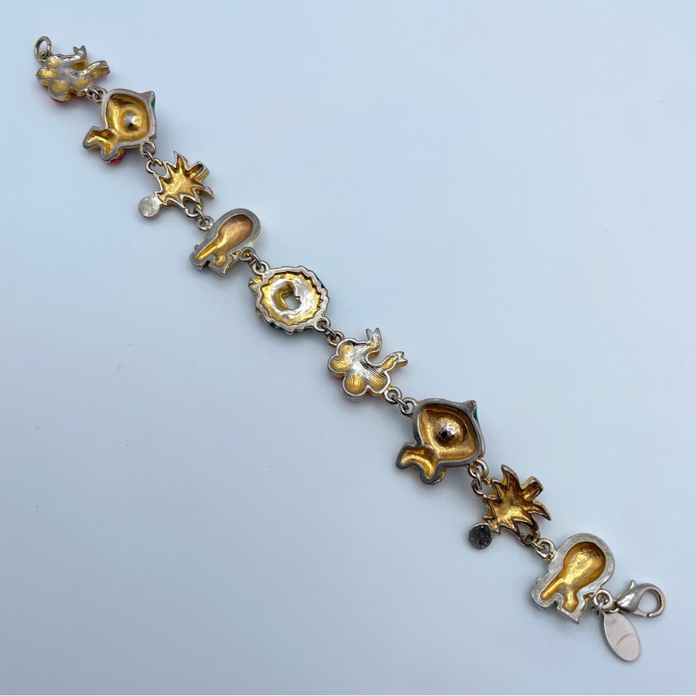 Christopher Radko Enamel Christmas Charm Bracelet Snowman Wreath 7.5” - Picture 4 of 11